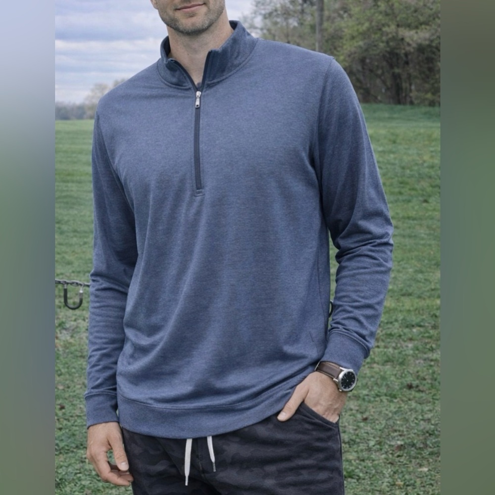 REI Co-op 1/2 Zip Slate Blue L/S Pullover Medium Weight Sweater Men's Size XL
